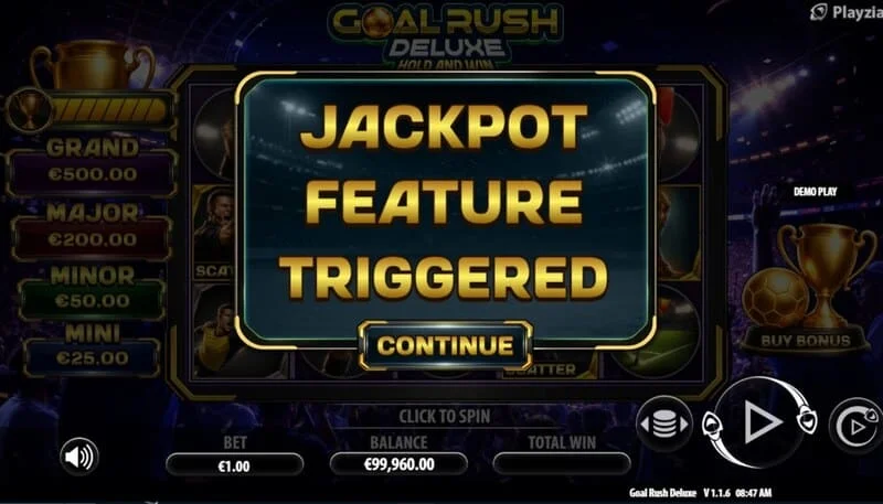 Goal Rush Deluxe - iniciando Jackpot Hold and Win con bolas de bonificación